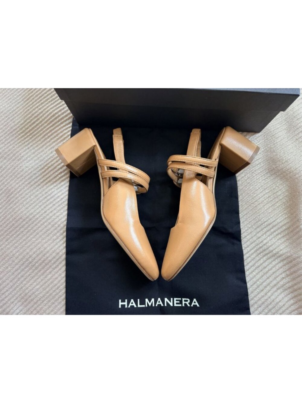 Halmanera Bali Caramel Slingback Mules Sandals NIB New 6 36 - Picture 6 of 6